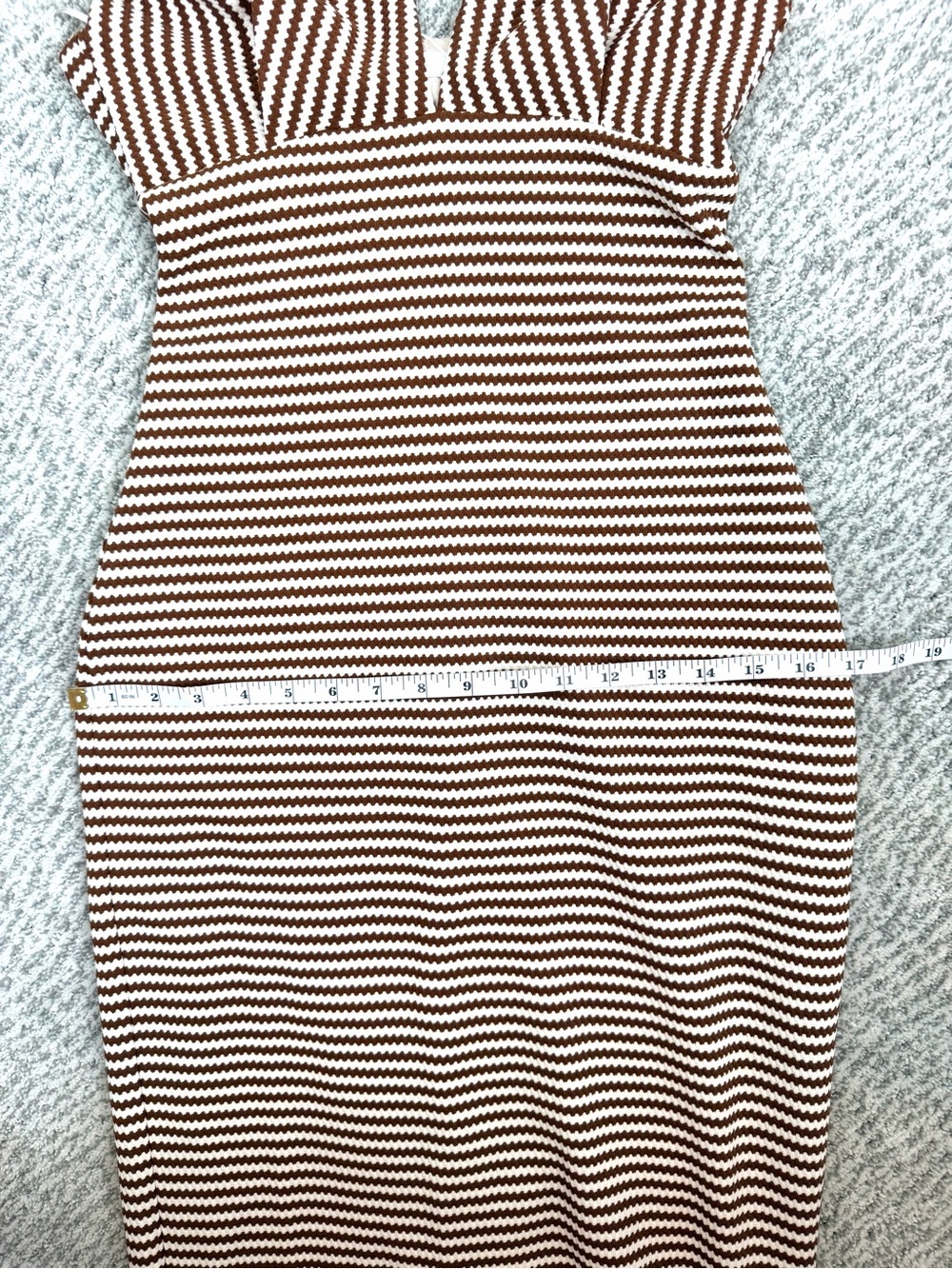 Amanda Uprichard Brown & Cream Striped Halter Dress Midi Has Stretch NWT Small - Picture 11 of 14